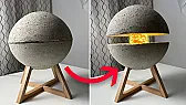 Concrete sphere lamp splits open on a geared stepper |  The starting idea here is a smart lamp unlike anything else in the DIY concrete...