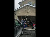 Hinged PVC pole rig for fast gable light hanging |  Getting Christmas lights along a garage roof gable usually means dragging out...