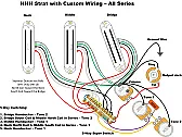 Guitar wiring |  Any guitarists?  I'm wiring a 3 humbucker "super Strat" like this:   Two...
