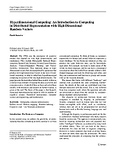 Hyperdimensional Computing | &laquo; previous thread