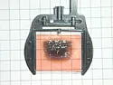 Burnt polarizor in an LCD video projector  |  Well errupted if not burnt. The other 2 polarizors and LCD panels look  fine....